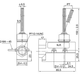 تصویر لیمیت سوئیچ آنتنی تمام فنر طرح امرن تیپ کتابی سی ان تی دی CNTD مدل TZ-6106 