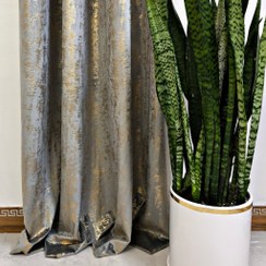 تصویر پرده آماده مخمل طلاکوب النا طوسی روشن 