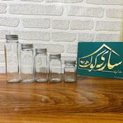 تصویر شیشه ادویه چهار گوش مک کارتی با درب فلزی کانتینری 