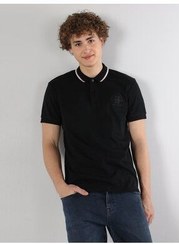 تصویر تی شرت یقه پولو مشکی مردانه سیاه و سفید متناسب با چوگان Yaka T Shirt کولینز Colin’s 