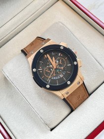 تصویر ساعت مردانه هابلوت - قهوه ای قاب طلایی Hublot