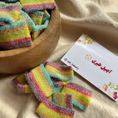 تصویر پاستیل نواری شکری طرح رنگین کمان مارابو (یک کیلویی) 