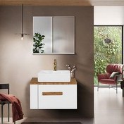 تصویر ست کابینت و روشویی آزالیا مدل W006 به همراه آینه شلف دار 