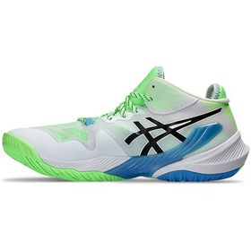 تصویر کتونی تخصصی والیبال اسیکس متارایز سفید سبز آبی Asics Metarise White Green Blue 