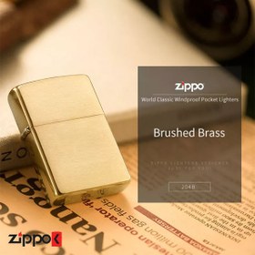 تصویر فندک زیپو مدل Zippo Brush finish brass کد 204 Zippo Brush finish brass Lighter