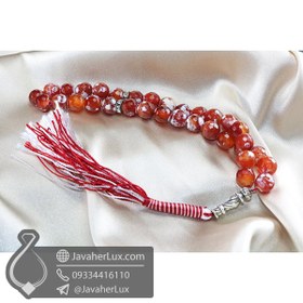 تصویر تسبیح ۳۳ دانه عقیق برفی قرمز کد ۵۰۰۰۷۲ 