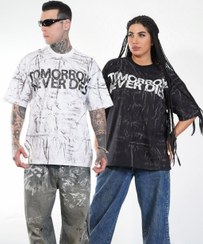 تصویر تیشرت باکسی مدل سنگشور مشکی و سفید کد TND اسپرت مردانه و زنانه 