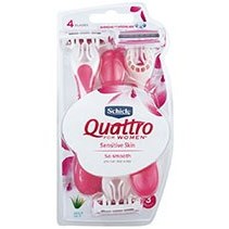 تصویر خودتراش زنانه 4 تیغه مدل کوآترو بسته 3عددی شیک Schick Quattro 4 Blade For Women