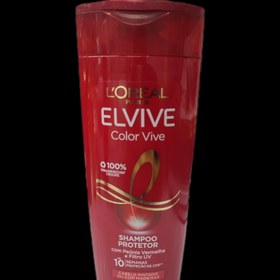 تصویر شامپو لورآل قرمز مخصوص موهای رنگ شده مدل ELVIVE محصول کشور پرتغال حجم 400 میل LOREAL ELVIVE COLOR Vive 