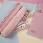 تصویر جامدادی پاستلی چرم دانشجویی مینیمال - مشکی 