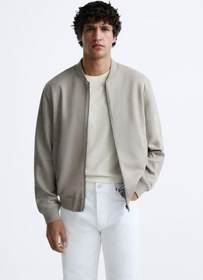 تصویر کاپشن مردانه زارا FAUX SUEDE BOMBER JACKET 