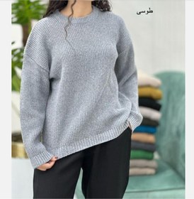 تصویر بلوز بافت پاییزی سایز ۴۶ طوسی 