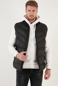 تصویر خرید اینترنتی جلیقه اسپورت مردانه سیاه برند Buratti 649008 Slim Fit Suya ve Rüzgara Dayanıklı Dik Yaka Şişme Yelek 649008