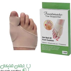 تصویر پد هالوکس والگوس سیلیکونی پارچه ای همراه با بین انگشتی Footmate 