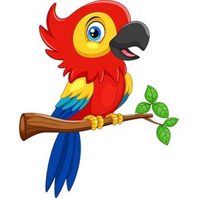 تصویر کاراکتر کارتونی طوطی قرمز خنده دار – Funny red parrot cartoon 