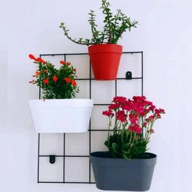 تصویر گلدان دیواری مستطیلی آویز دار بسته ۳ عددی 