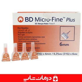 تصویر سرسوزن قلم انسولین bd سایز 6 گیج 31 سرسوزن تزریق انسولین بی دی 