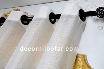 تصویر پرده حریر بافت‌دار رنگ یاسی و طوسی روشن 