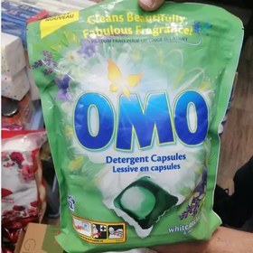 تصویر قرص ماشین لباسشویی اومو OMO رایحه گل ارکیده سفید بسته 42 عددی Detergent capsule Omo Orhidee Menta 42 capsule 