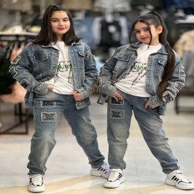 تصویر ست 3 تکه کت و شلوار وتیشرت اسپرت تکه دوزی-1281 