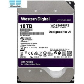 تصویر هارد اینترنال 18 ترابایت وسترن دیجیتال مدل Purple Western Digital Purple 18TB 7200RPM 512MB SATA 3.0 Surveillance HDD