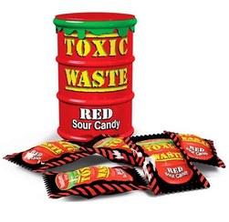 تصویر آبنبات خیلی ترش بشکه ای قرمز 42 گرم تاکسیک ویست toxic waste ا toxic waste toxic waste