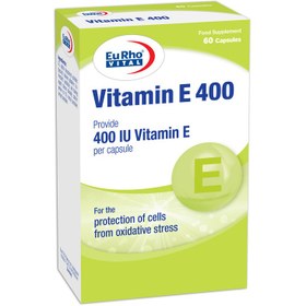 تصویر کپسول ژلاتینی ویتامین E 400 جعبه سبز یوروویتال بسته 40 عددی 