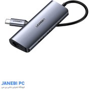 تصویر هاب 4 پورت Type C به USB 3.0 با پورت LAN یوگرین 60717 CM252 