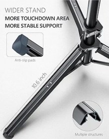 تصویر تریپاد قابل تنظیم همراه با دکمه کنترل سلفی برند PNITRI Pnitri 67'' Phone Tripod Stand with Remote, Extendable Aluminum Ultra-long Selfie Stick Tripod with Remote Stable Cellphone Tripod for iPhone/Samsung, DSLR Camera etc(Matte Black)