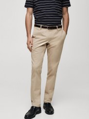 تصویر شلوار چینو کمر باریک و کوتاه بارنا برند mango man Barna Cropped Tapered Chino Trousers