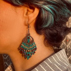 تصویر گوشواره مکرومه طاووس | peacock earring 