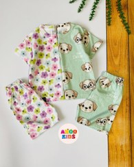 تصویر ست تیشرت و شلوارک راحتی ریلی مدل گل و سگ کوآلا 