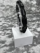 تصویر دستبند چرم سنگ تورمالین سیاه و لاوا 