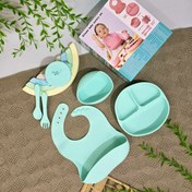 تصویر ست غذاخوری سیلیکونی کودک ۷ تکه طرح خرس 