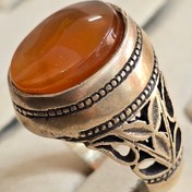 تصویر انگشتر نقره مردانه با سنگ عقیق یمن 