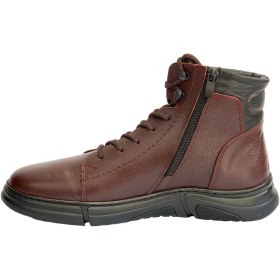 تصویر کفش مردانه بوت تمام چرم مدل S6 برند شمس Shams رنگ زرشکی Men's Shams S6 Crimson