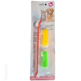 تصویر مسواک دوطرفه سگ و گربه دو سر 