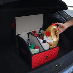 تصویر باکس نظم دهنده صندوق خودرو گلدوزی شده، برزنت (فراری) قرمز 