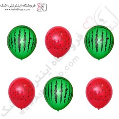 تصویر بادکنک یلدا هندوانه قرمز و سبز 6 عددی 