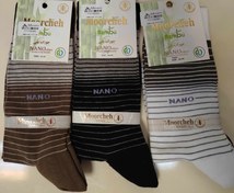 تصویر جوراب نانو پنجه گیری شد برای افراد دیابتی - قهوه‌ای ساق طرحدار 