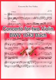 تصویر نت دوئت ویولن Bach - Concerto for Two Violins BWV 1043 (First Movement) همراه با اجرای نت ویولن‌ها 