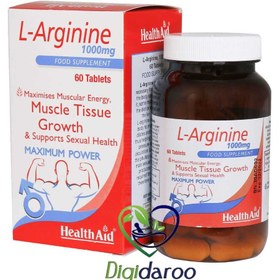 تصویر قرص ال آرژنین 1000 میلی گرم هلث اید 60 عددی 