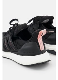 تصویر کفش دویدن دخترانه با بند و لوگوی برند، مشکی/صورتی برند Adidas Kids Girl Lace Up Brand Logo Running Shoes, Black/Pink