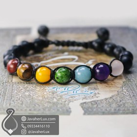 تصویر دستبند هفت سنگ چاکرا بافت مدل درمانبخش 7 Chakra Bracelet _ کد : 400932 