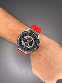 تصویر تگ هویر صفحه اسکلتون - بند رابر قرمز - Tag Heuer 