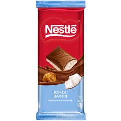 تصویر شکلات تخته ای نستله با طعم وافل و نارگیل 