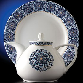 تصویر سرویس چینی زرین 6 نفره غذاخوری سلطانیه طلایی (35 پارچه) Zarin Iran Shahrzad Soltanieh Gold 35 Pieces FDC Dinnerware Set