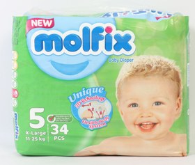 تصویر پوشک مولفیکس سایز 5 بسته 34 عددی ا Molfix diaper size 5 pack of 34 Molfix diaper size 5 pack of 34