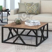 تصویر میز جلو مبلی چوب فلز مدل پایه کراس The table in front of the Cross base model wood-metal sofa