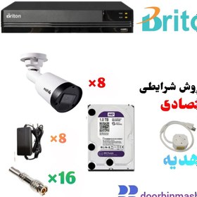 تصویر پک هشت دوربین مداربسته برایتون (دوربین UVC211B19P-C و دستگاه UVRA04EMB Plus-D74G) دید در شب رنگی - پرداخت نقدی 